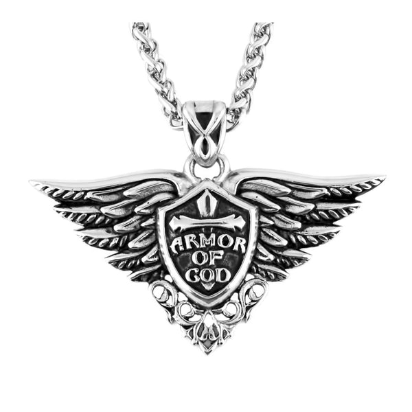 Armor Of God Pendant Foxtail Chain Stainless Steel Motorcycle Jewelry Unisex SP70