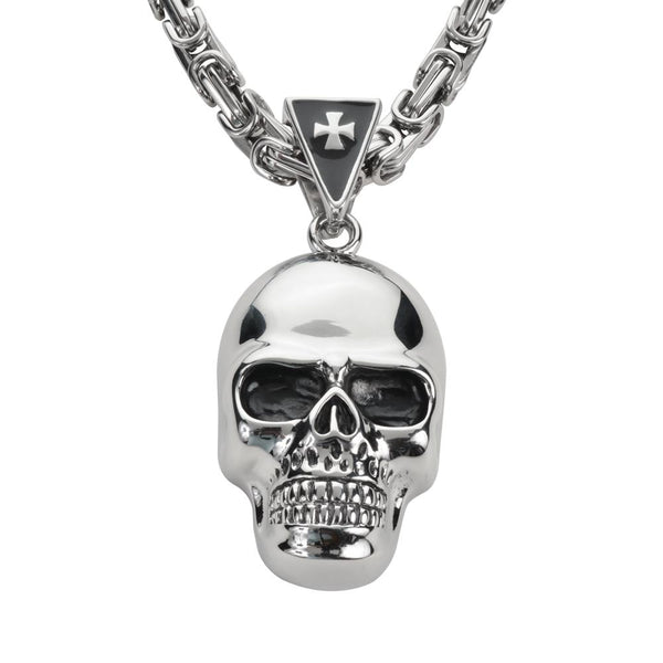 Biker Jewelry's Men's Skull Pendant Necklace Stainless Steel SP72