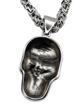 Large Skull Necklace Pendant & Byzantine Chain Men's Biker Stainless Steel SP72-BYZ
