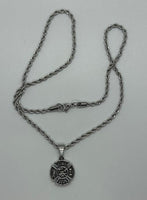 Stainless Steel Fire Department Pendant or Charm 3mm Solid Rope Necklace Maltese Cross SP75