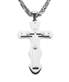 Biker Jewelry Triple Layer Cross Pendant Necklace Stainless Steel Religious Jewelry SP76