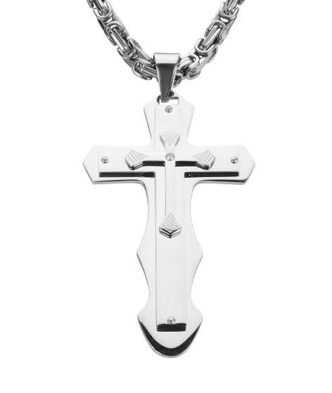 Biker Jewelry Triple Layer Cross Pendant Necklace Stainless Steel Religious Jewelry SP76