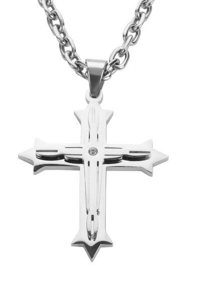 Triple Layer Cross Pendant Necklace Stainless Steel Religious Jewelry SP77