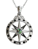 Heavy Metal Jewelry Abalone Compass Pendant Only with Adjustable 16 inch - 20 inch Chain Necklace Stainless Steel SP78