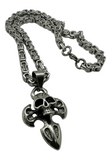 Gothic Cross Skull Pendant on 6mm Byzantine Chain Men's Necklace Stainless Steel SP7