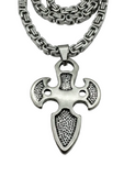 Gothic Cross Skull Pendant on 6mm Byzantine Chain Men's Necklace Stainless Steel SP7