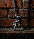 Gothic Cross Skull Pendant on 6mm Byzantine Chain Men's Necklace Stainless Steel SP7