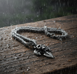 Gothic Cross Skull Pendant on 6mm Byzantine Chain Men's Necklace Stainless Steel SP7