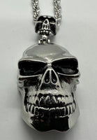 Stainless Steel 5mm Rope Necklace Two Skulls Large and Small SP80