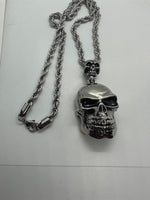 Stainless Steel 5mm Rope Necklace Two Skulls Large and Small SP80