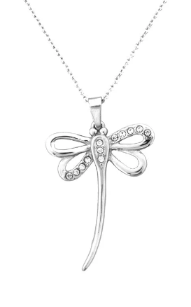 Dragonfly Pendant Chain Imitation Diamonds Stainless Steel SP83