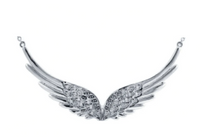 Ladies Double Angel Wing Crystal Stainless Steel Necklace Pendant SP86