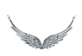 Ladies Double Angel Wing Crystal Stainless Steel Necklace Pendant SP86