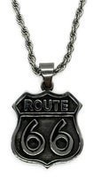 Stainless Steel Rope or Byzantine Necklace with Large Route 66 Pendant SP87