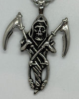 Pendant Standing Grim Reaper 3mm Rope Chain Stainless Steel SP8