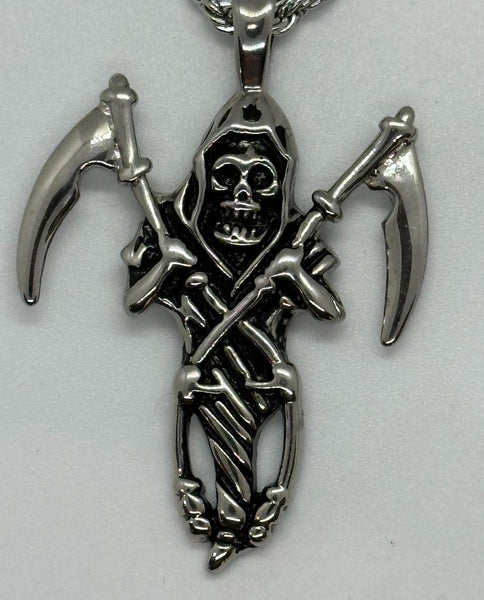 Pendant Standing Grim Reaper 3mm Rope Chain Stainless Steel SP8