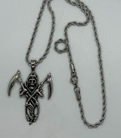 Pendant Standing Grim Reaper 3mm Rope Chain Stainless Steel SP8