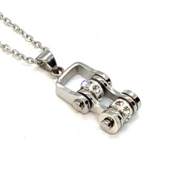 Women's Mini Motorcycle Bike Chain Pendant All Chrome, Stainless Steel SP91