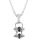 Biker Jewelry Ladies Mini Motorcycle Bike Chain Pendant Necklace Stainless Steel Chrome & Black Crystals SP92