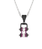 Biker Jewelry Women's Mini Motorcycle Bike Chain Pendant Black & an Electrifying Purple Stainless Steel SP96