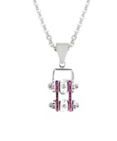 Biker Jewelry Women's Mini Motorcycle Bike Chain Pendant Chrome & Spirited Purple Stainless Steel SP99