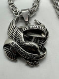 Live to Ride / Ride to Live Stainless Steel Biker Pendant Byzantine Chain SP9