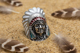 Large Indian Headdress Ring Men's Enameled Stainless Steel Ring SR106