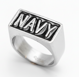 "NAVY" Signet Ring Unisex Military Ring Stainless Steel SR100