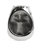 Horned Skull Ring with Bullet & Red Eye Biker Ring Stainless Steel  SR107