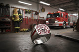 Red Firefighter's Ring Unisex Maltese Cross Stainless Steel Ring SR108