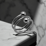 Spiral Wrapped with Ball Ring Unisex Stainless Steel Ring SR10