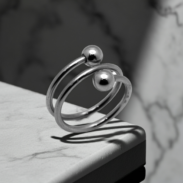 Spiral Wrapped with Ball Ring Unisex Stainless Steel Ring SR10