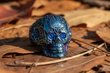 Blue Tribal Tattoo Skull Ring Blue Crystal Eyes Lady Biker Stainless Steel SR118