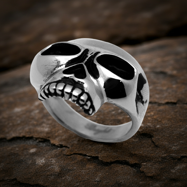 Flat Top Skull Biker Men's Stainless Steel Ring SR11