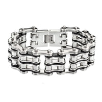 Heavy Metal Jewelry Men's Two-Tone Primary Motorcycle Bike Chain Bracelet Stainless Steel SB121