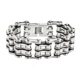 Heavy Metal Jewelry Men's Two-Tone Primary Motorcycle Bike Chain Bracelet Stainless Steel SB121