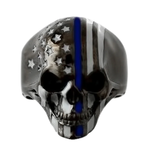 Men's Gunmetal / Black Skull Ring Stainless Steel Police Edition SR126