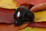 Red Line Black Skull Ring Unisex Firefighters Stainless Steel SR128