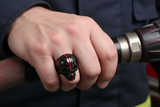Red Line Black Skull Ring Unisex Firefighters Stainless Steel SR128