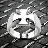 Smooth Iron Cross Biker Ring Stainless Steel SR12