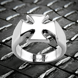 Smooth Iron Cross Biker Ring Stainless Steel SR12