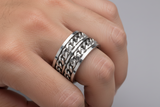 Double Chain Spinner Ring Unisex Stainless Steel Wedding Band SR134