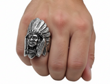 Big Indian Head Ring Men's Stainless Steel SR137