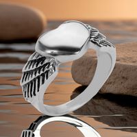 Heavy Metal Jewelry Ladies Winged Heart Stainless Steel Ring SR138