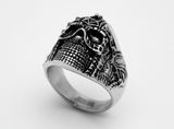 Cyborg Spiked Skull Ring Men's Biker Stainless Steel SR139