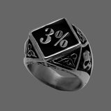 "3%" Signet Ring Men's Biker Stainless Steel SR140