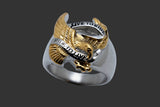 "Live to Ride" "Ride to Live" Eagle Ring Men's Two-Tone Stainless-Steel Ring SR143