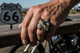 "Live to Ride" "Ride to Live" Eagle Ring Men's Two-Tone Stainless-Steel Ring SR143