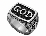 "GOD" Signet Ring Men's Religious Stainless Steel Ring SR144