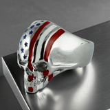 American Flag Skull Ring Enameled Men's Stainless Steel Ring SR146